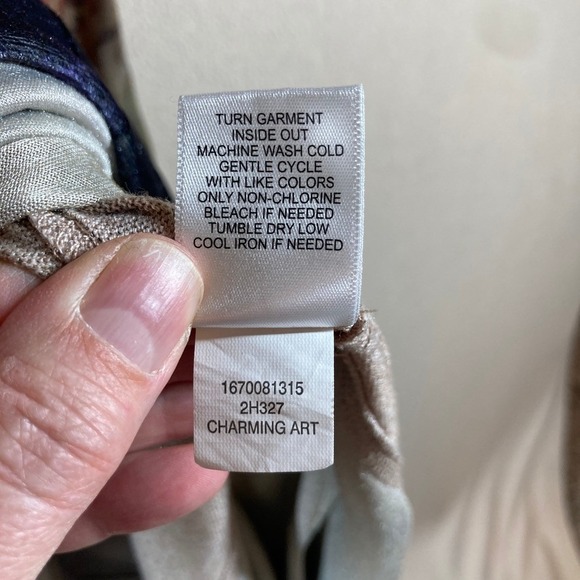 One World Dress Large Multi Color Asymmetric 3/4 Sleeve Forest Fairy Boho Midi - Picture 7 of 8